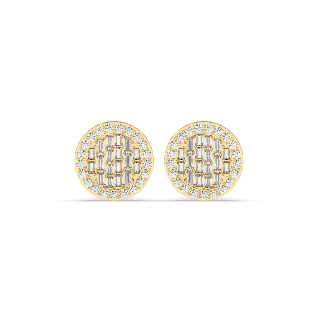 Baguette Cluster Round Rose Studs