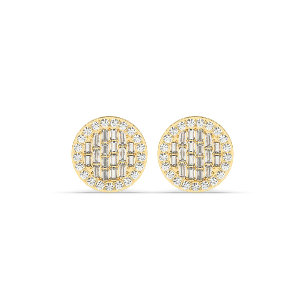 Baguette Cluster Round Rose Studs