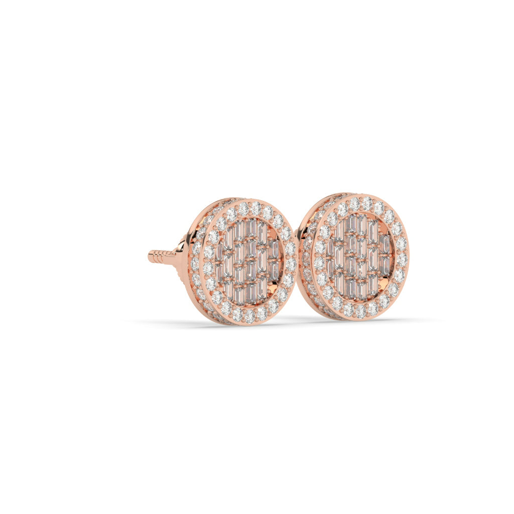 Baguette Cluster Round Rose Studs