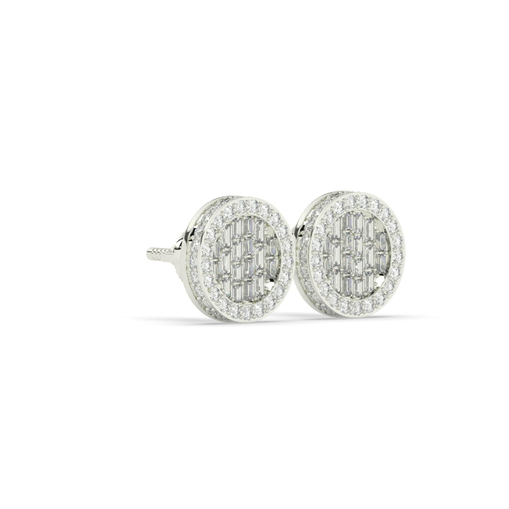 Baguette Cluster Round Rose Studs