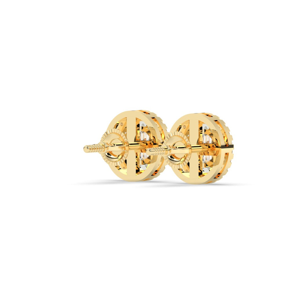 Double Halo Baguette Diamond Studs