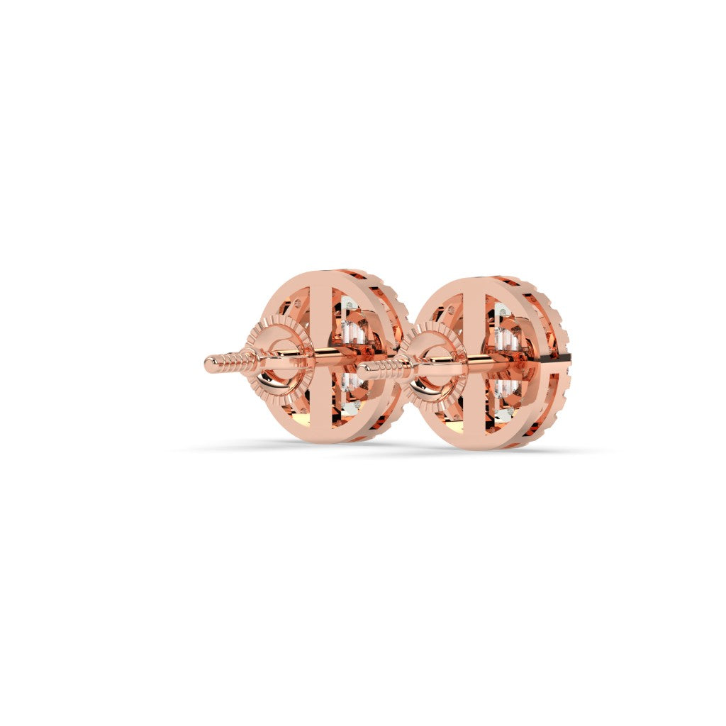 Double Halo Baguette Diamond Studs