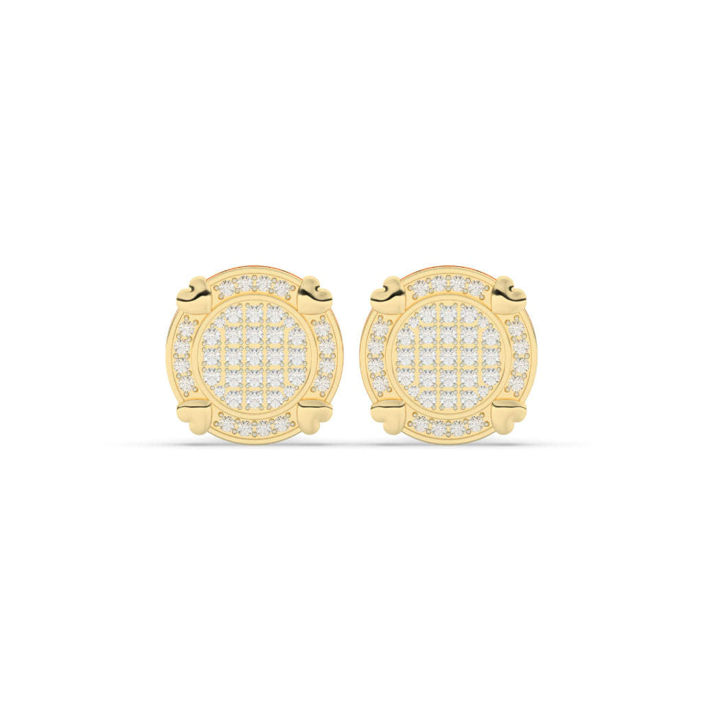 Golden Halo Pave Stud Earrings