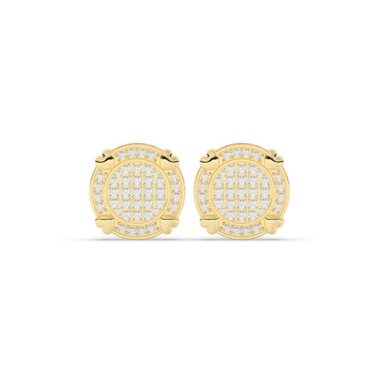 Golden Halo Pave Stud Earrings