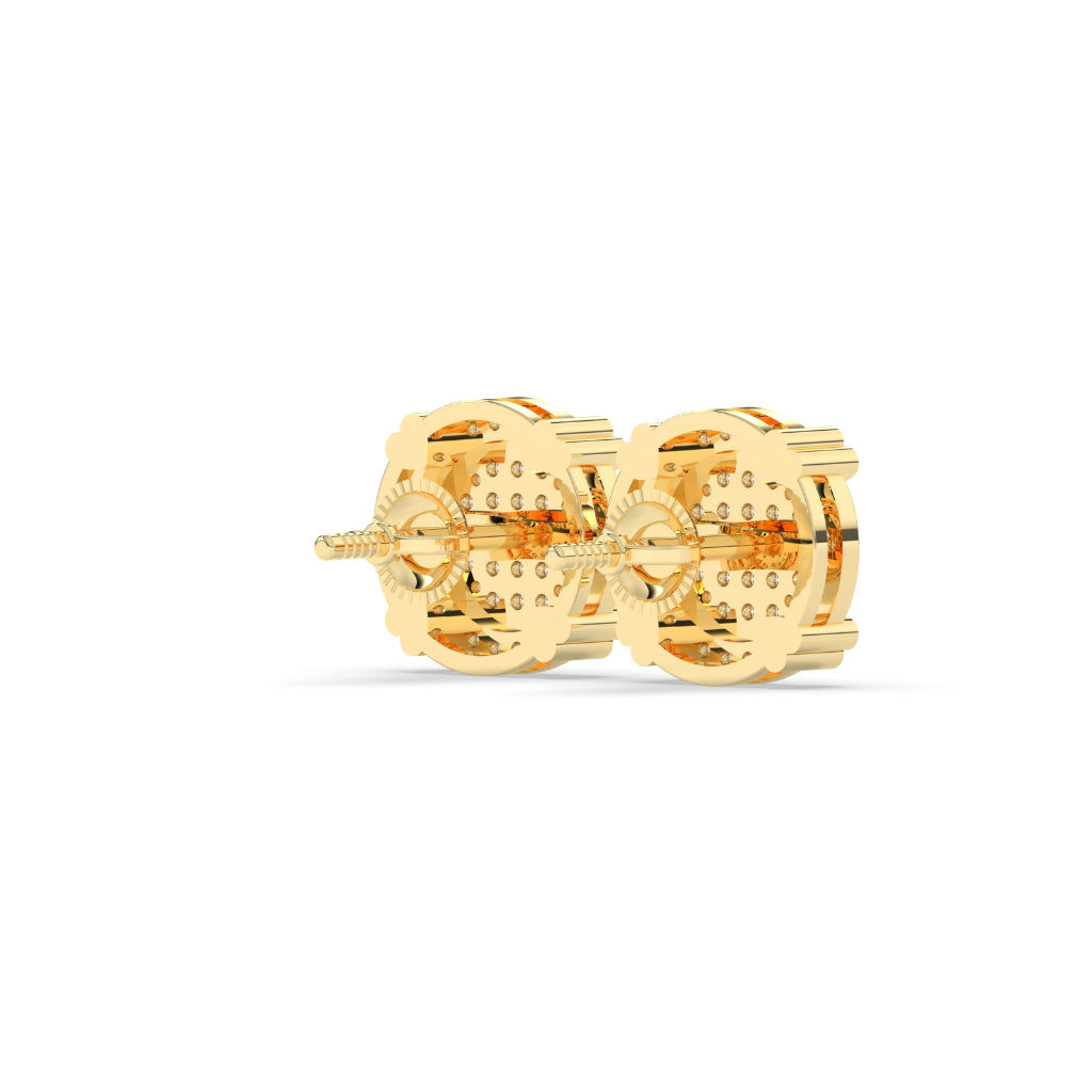 Golden Halo Pave Stud Earrings