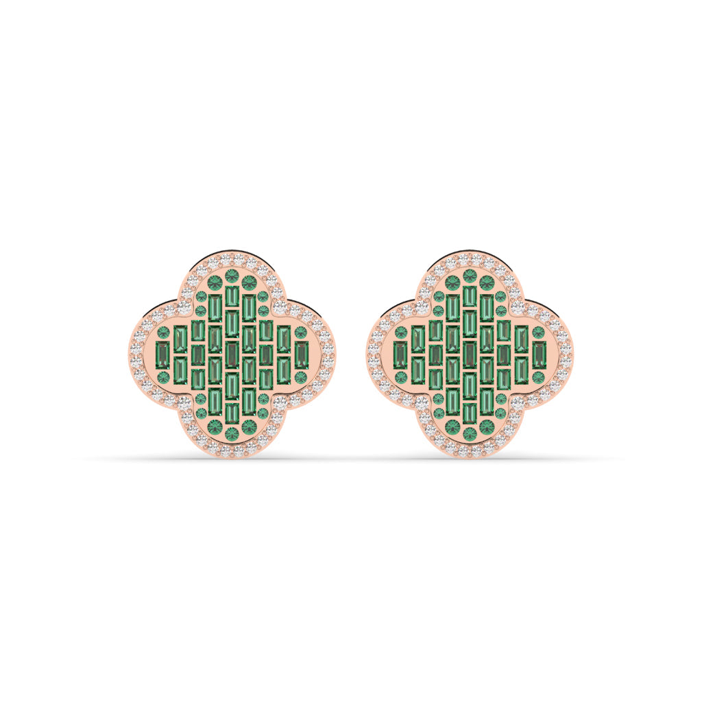 Four-Leaf Sparkle Diamond Earrings