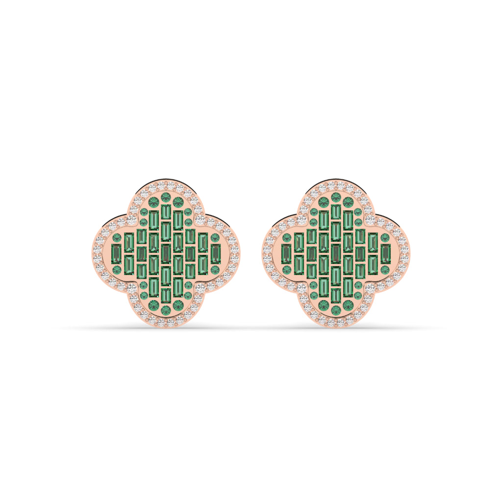 Four-Leaf Sparkle Diamond Earrings