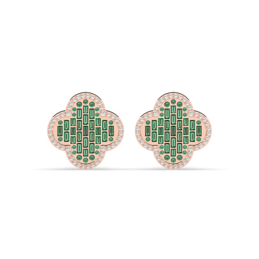 Four-Leaf Sparkle Diamond Earrings