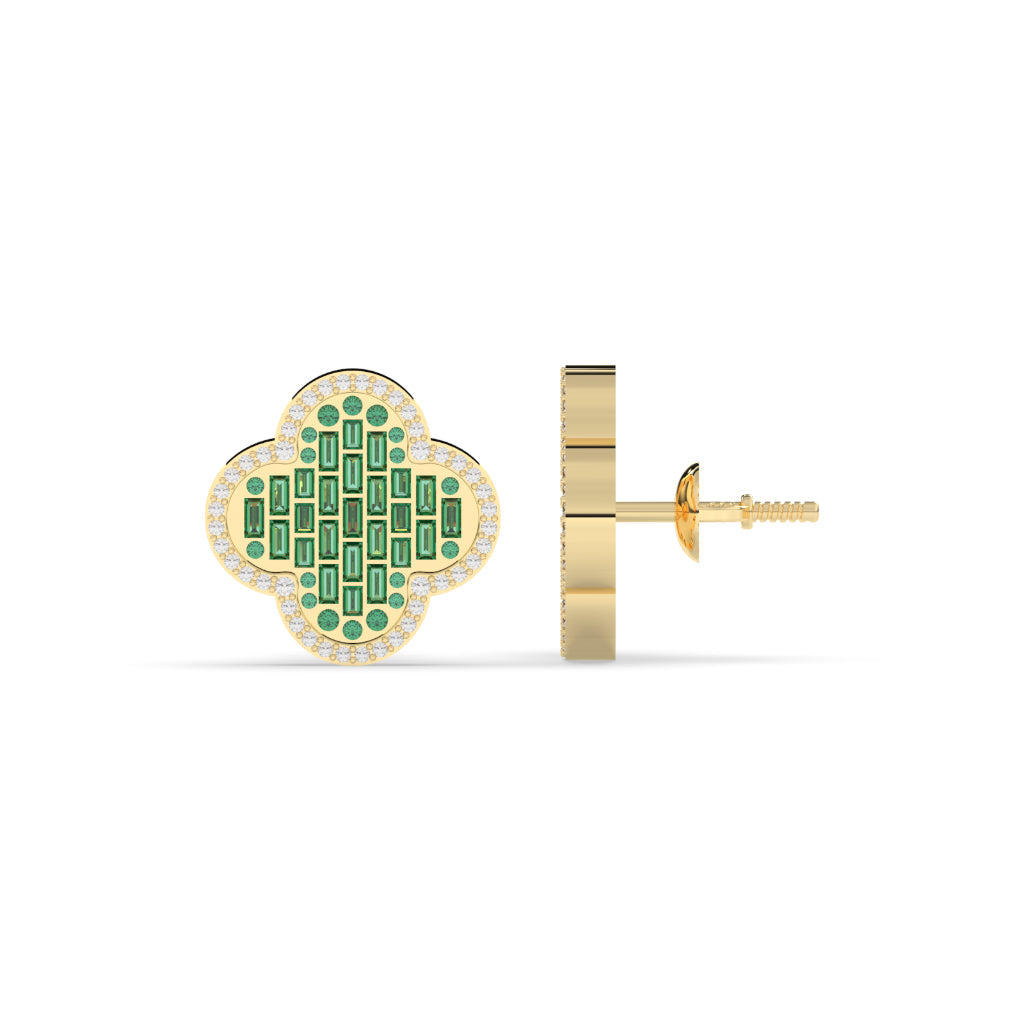Four-Leaf Sparkle Diamond Earrings