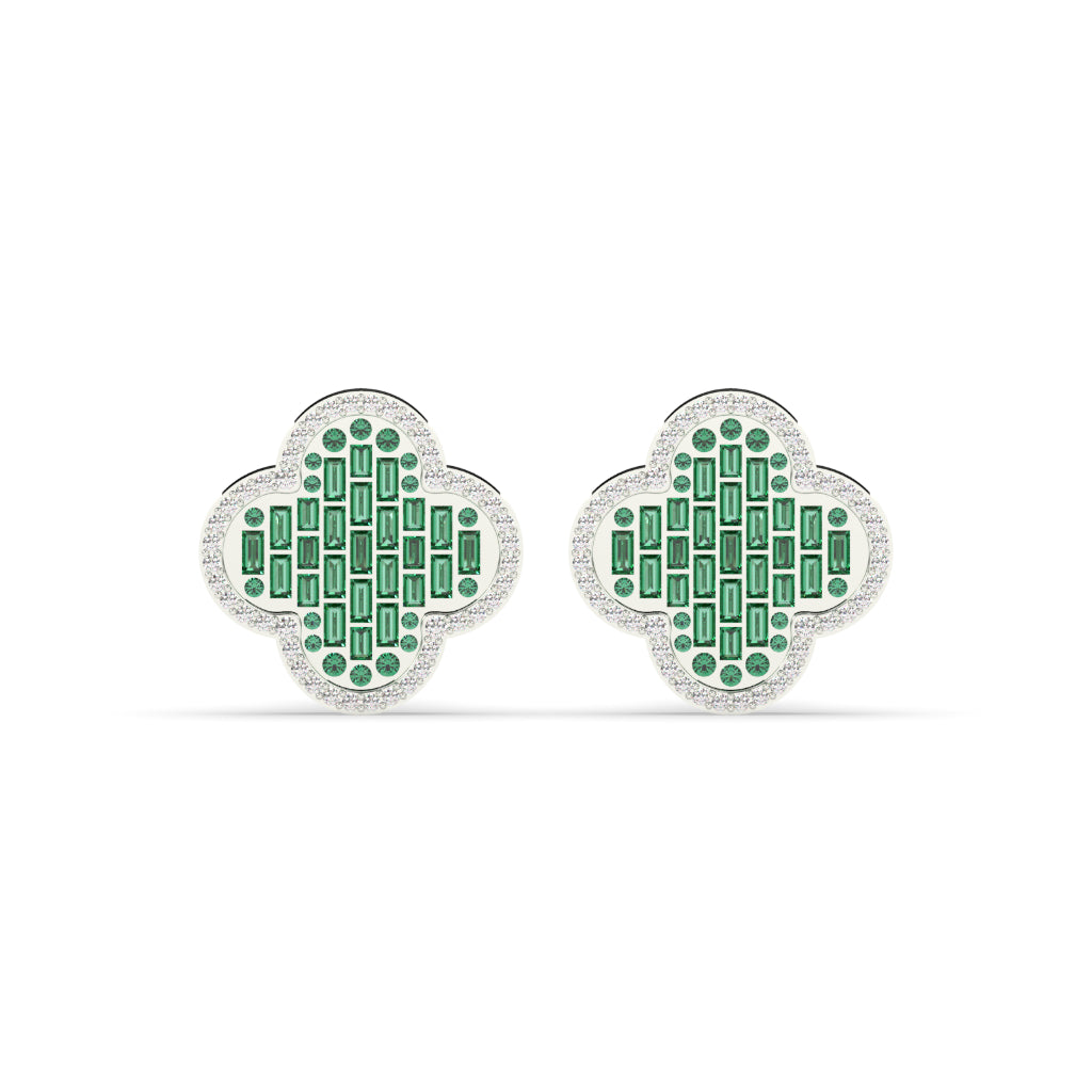Four-Leaf Sparkle Diamond Earrings