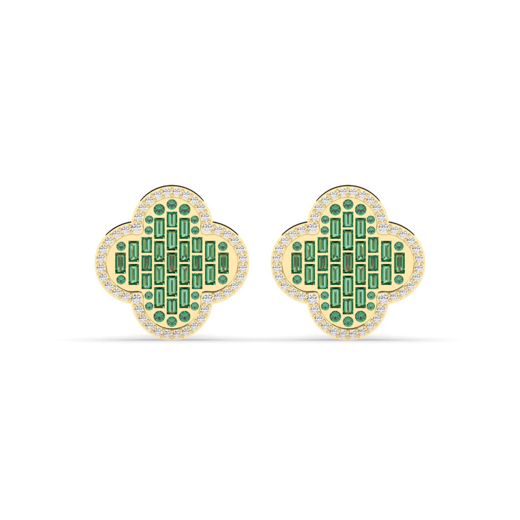 Four-Leaf Sparkle Diamond Earrings