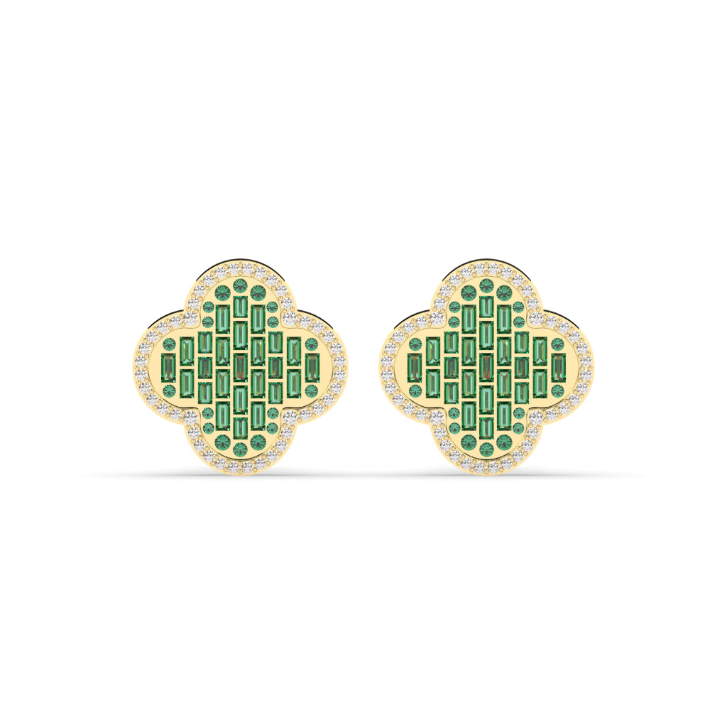 Four-Leaf Sparkle Diamond Earrings