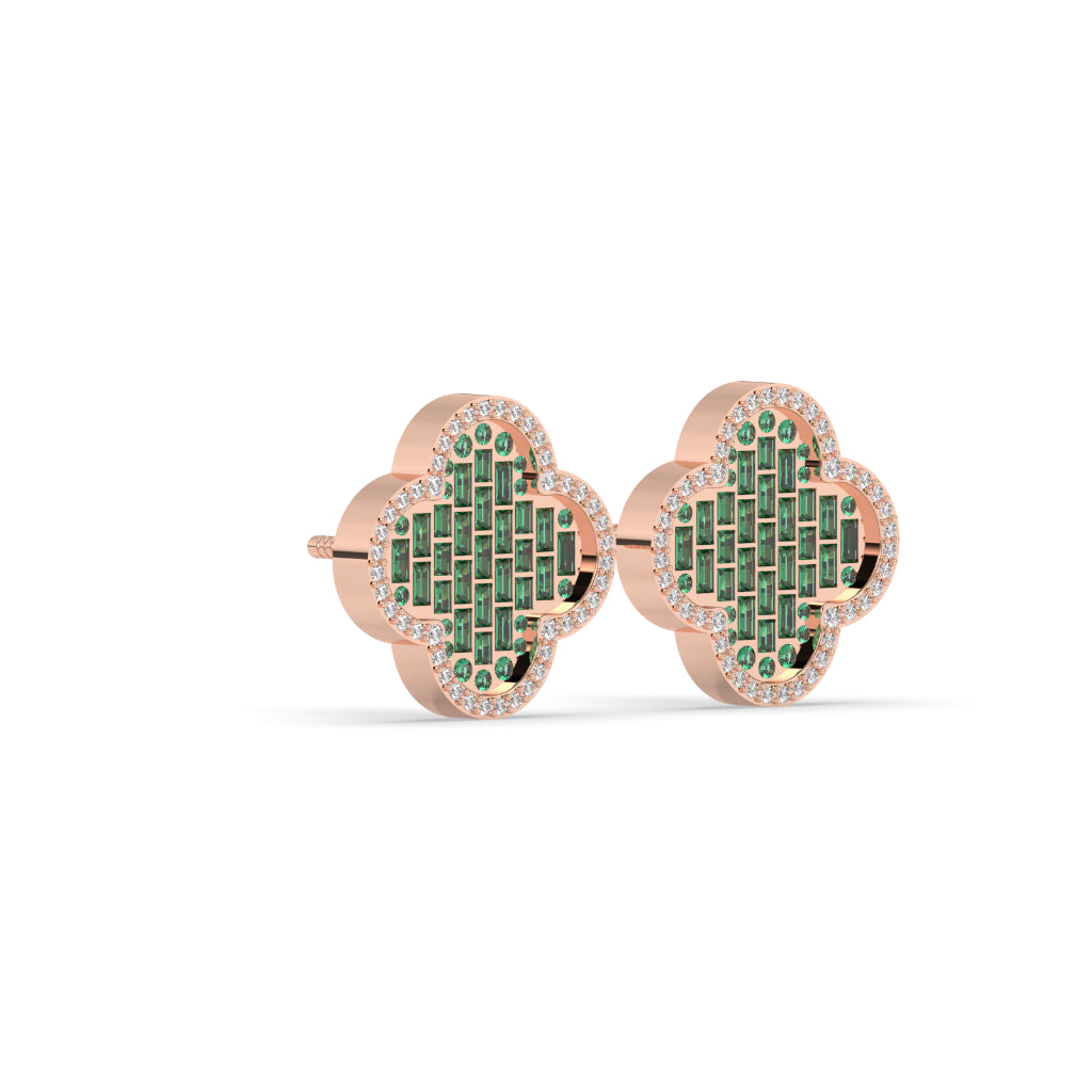Four-Leaf Sparkle Diamond Earrings