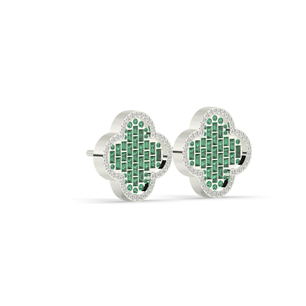Four-Leaf Sparkle Diamond Earrings