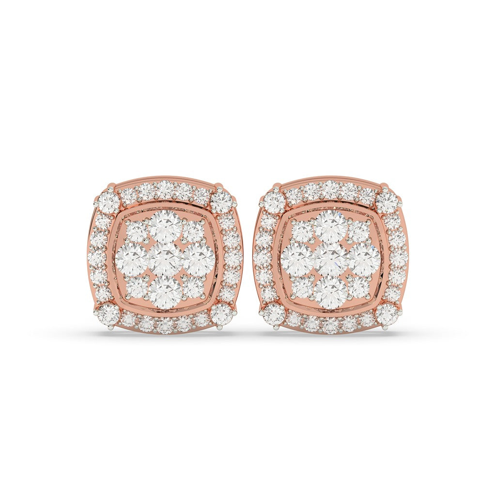 Cushion Halo Cluster Diamond Studs
