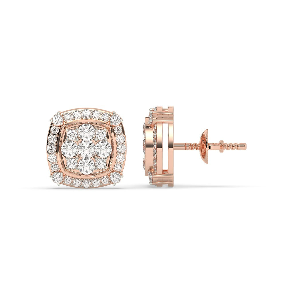 Cushion Halo Cluster Diamond Studs