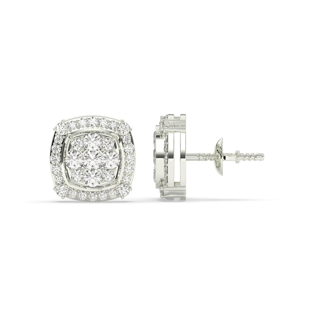 Cushion Halo Cluster Diamond Studs