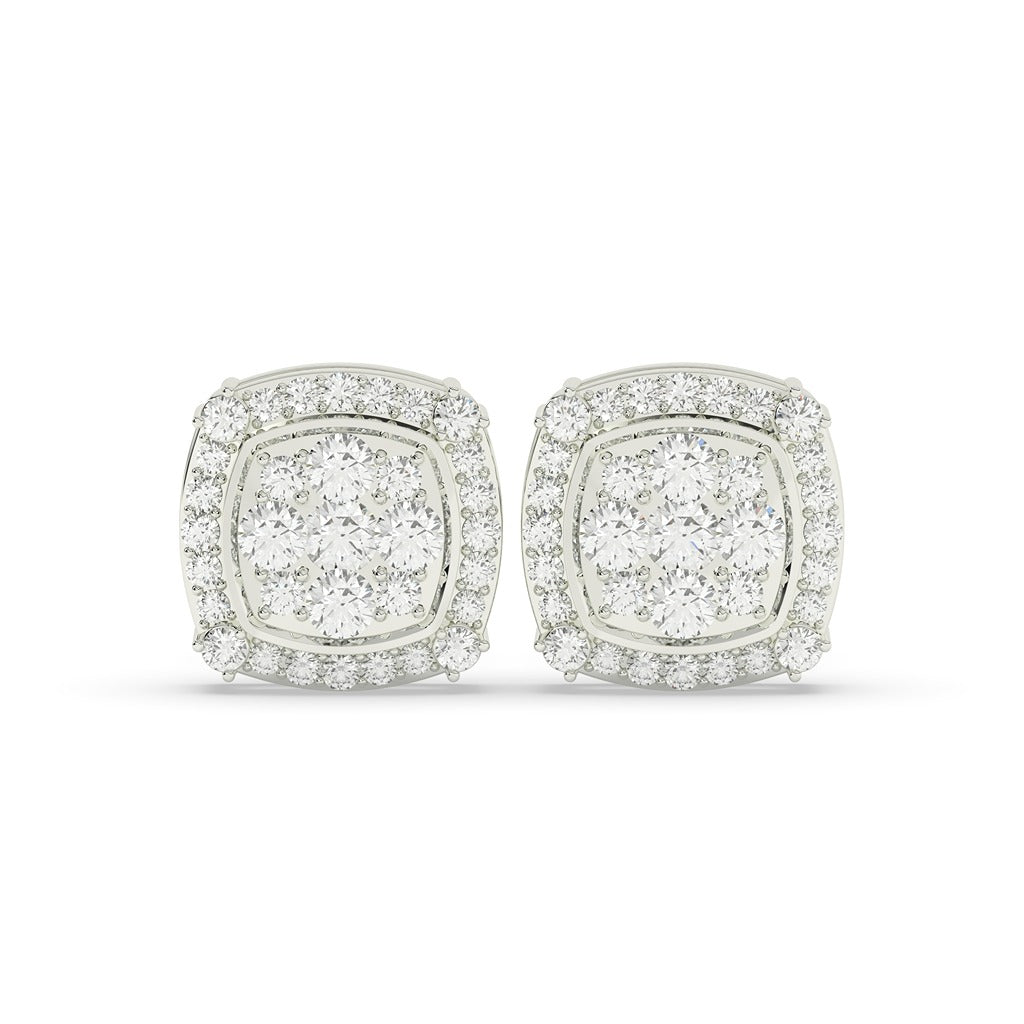 Cushion Halo Cluster Diamond Studs