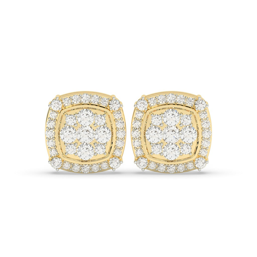 Cushion Halo Cluster Diamond Studs