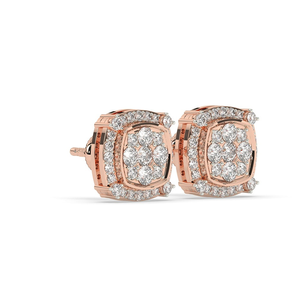 Cushion Halo Cluster Diamond Studs