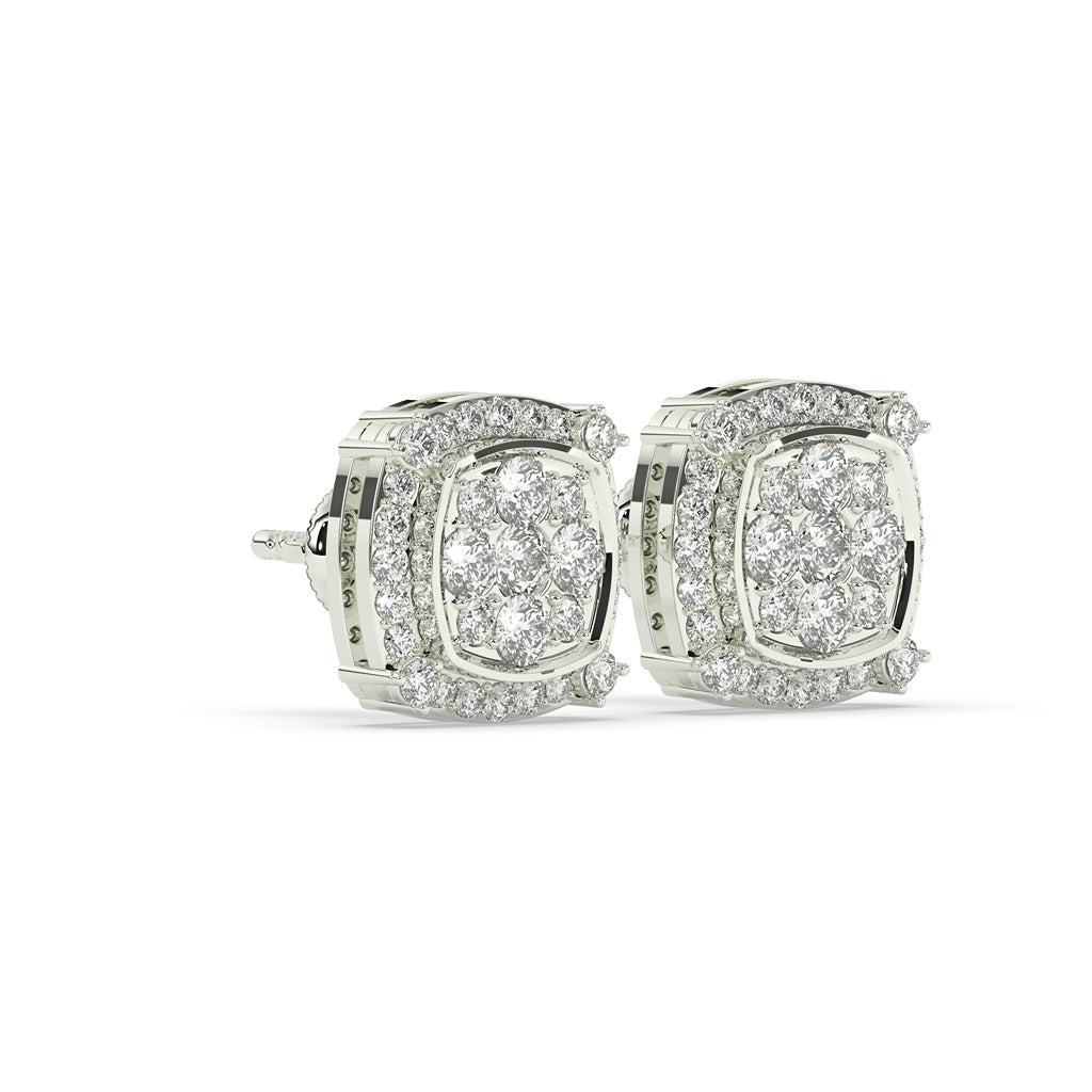 Cushion Halo Cluster Diamond Studs