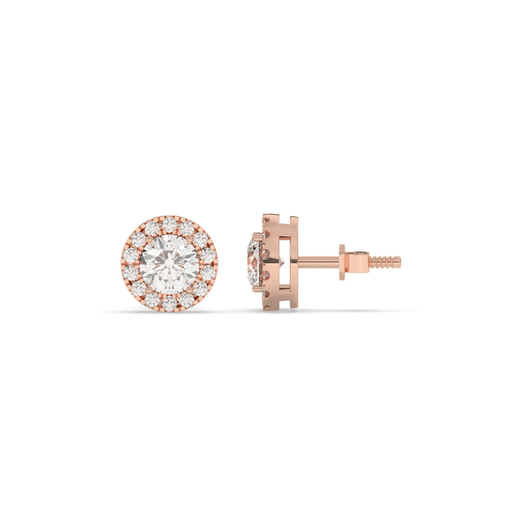 Classic Halo Round Diamond Earrings
