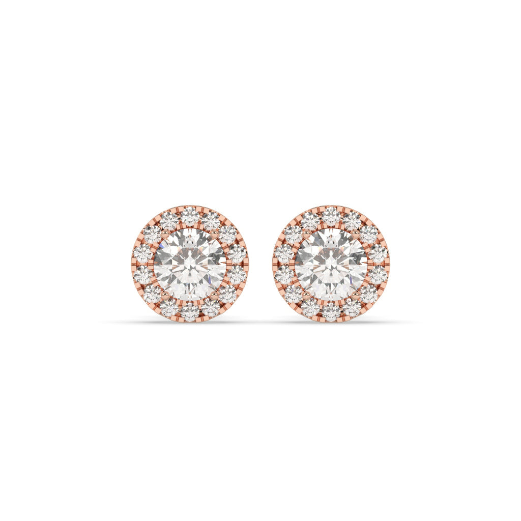 Classic Halo Round Diamond Earrings