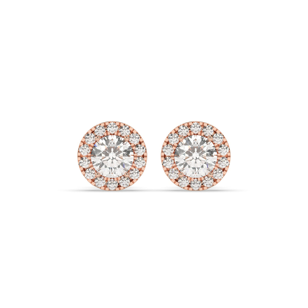 Classic Halo Round Diamond Earrings