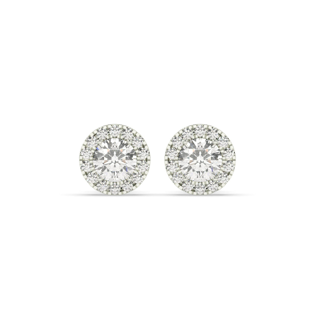 Classic Halo Round Diamond Earrings