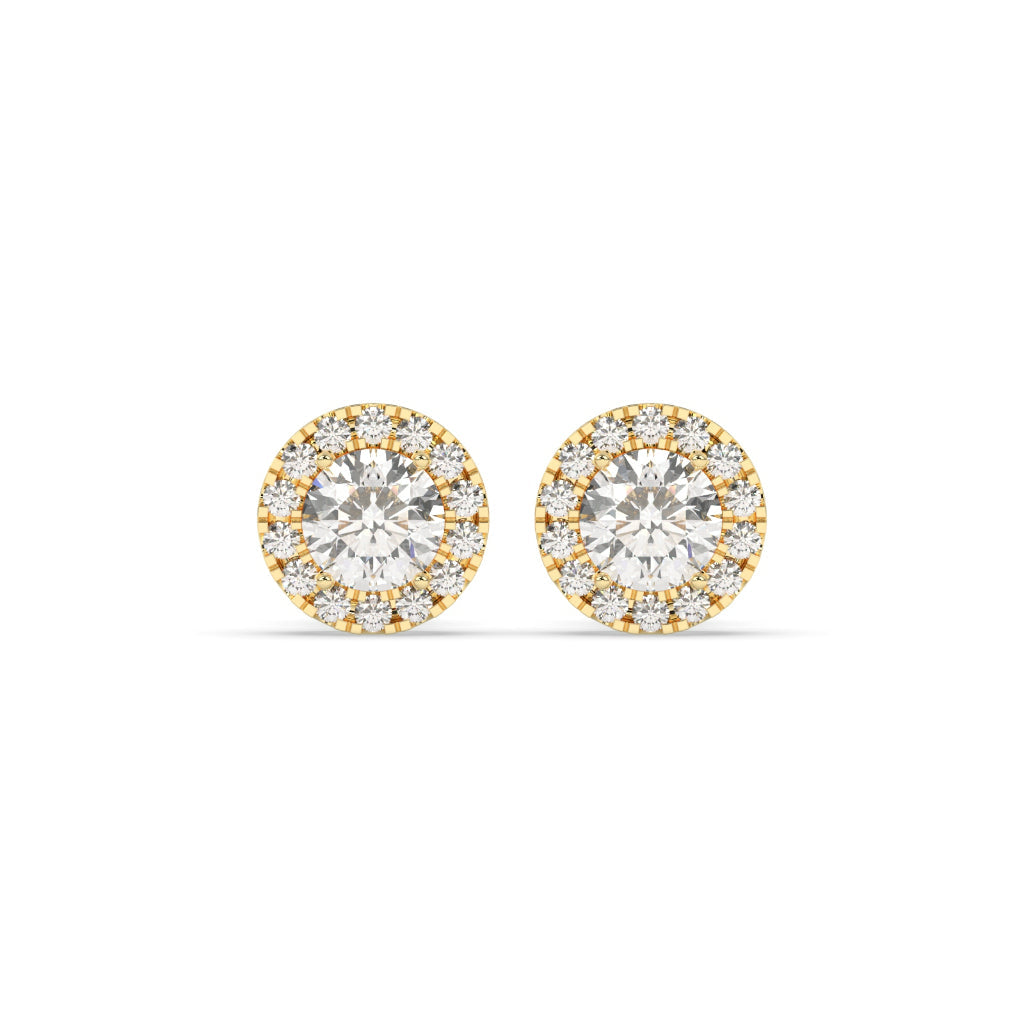 Classic Halo Round Diamond Earrings