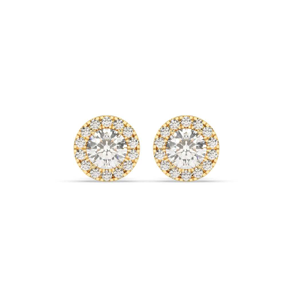 Classic Halo Round Diamond Earrings