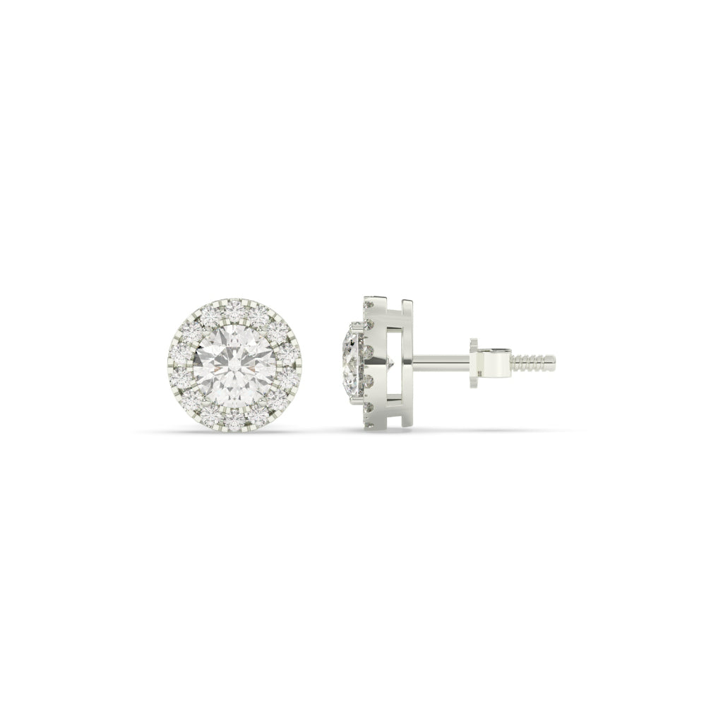 Classic Halo Round Diamond Earrings