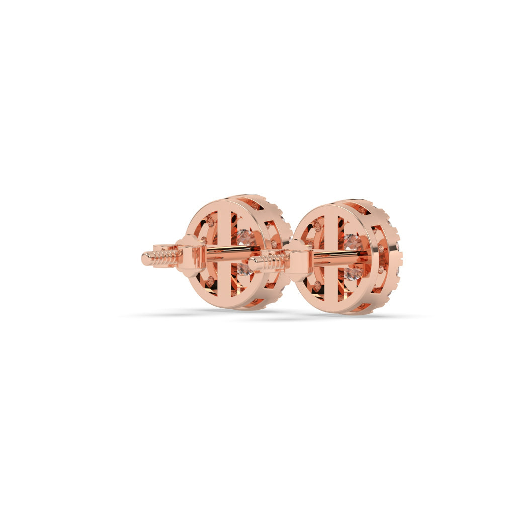 Classic Halo Round Diamond Earrings