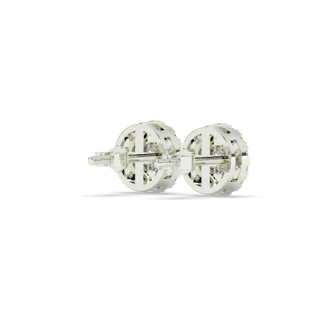 Classic Halo Round Diamond Earrings