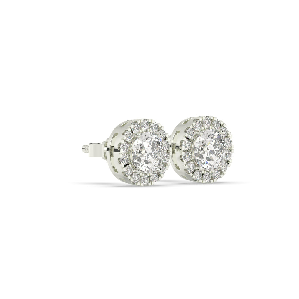 Classic Halo Round Diamond Earrings