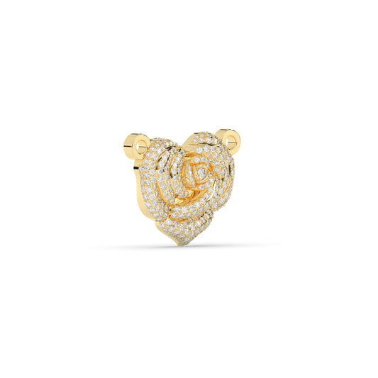 Golden Rose Heart Diamond Pendant