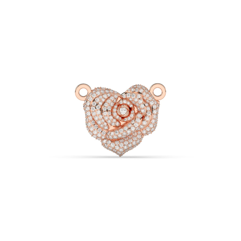 Golden Rose Heart Diamond Pendant