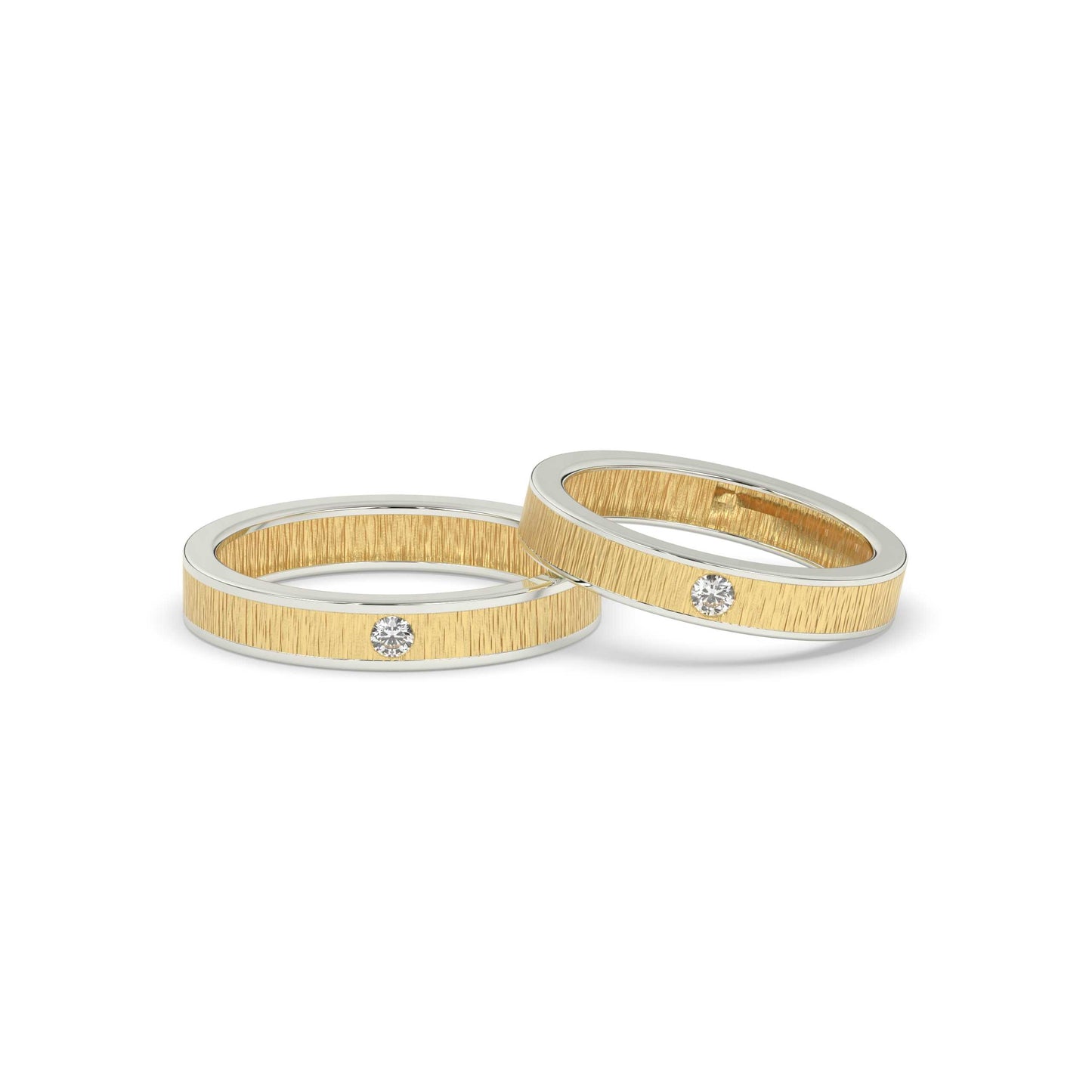 Gold & Silver Diamond Couple Bands