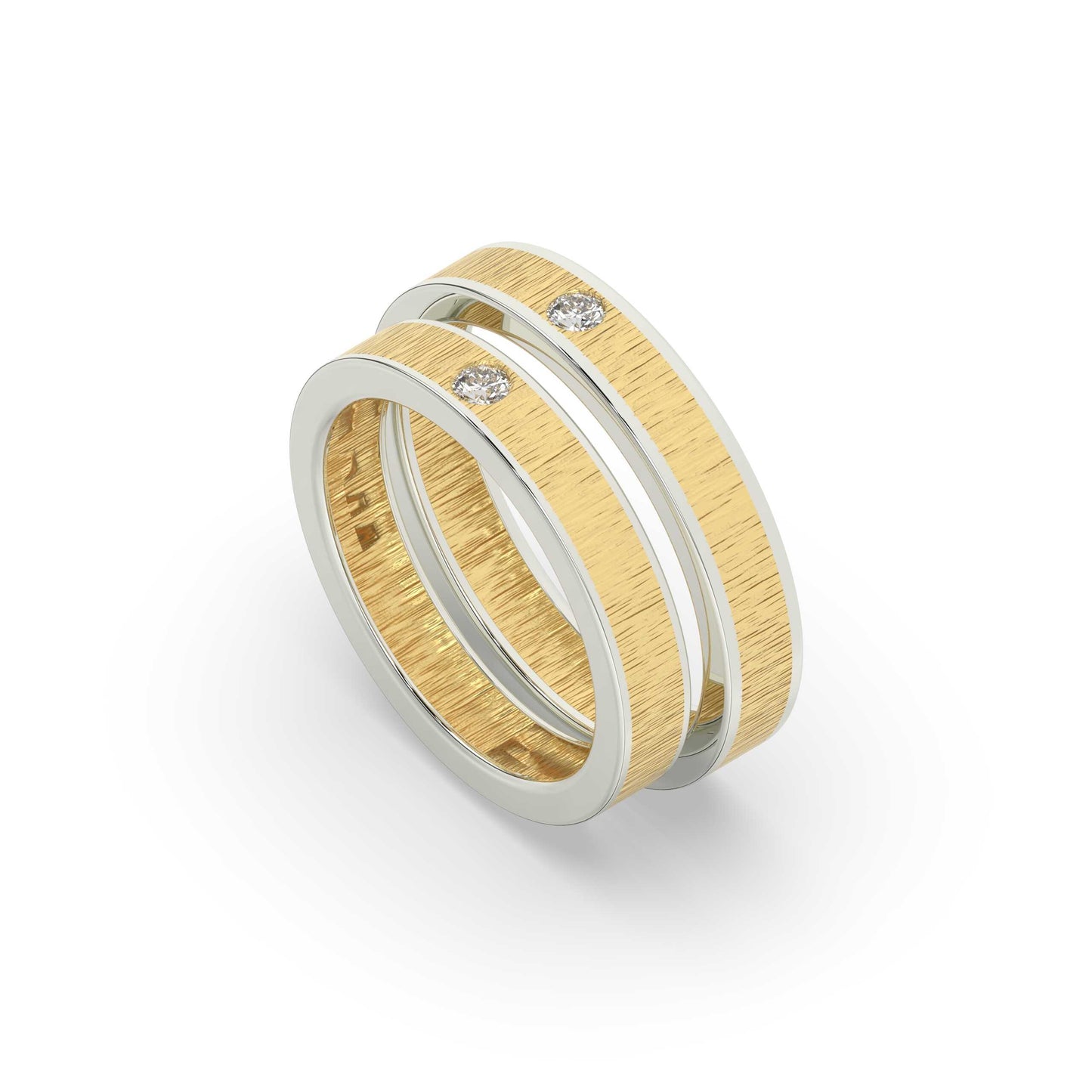 Gold & Silver Diamond Couple Bands