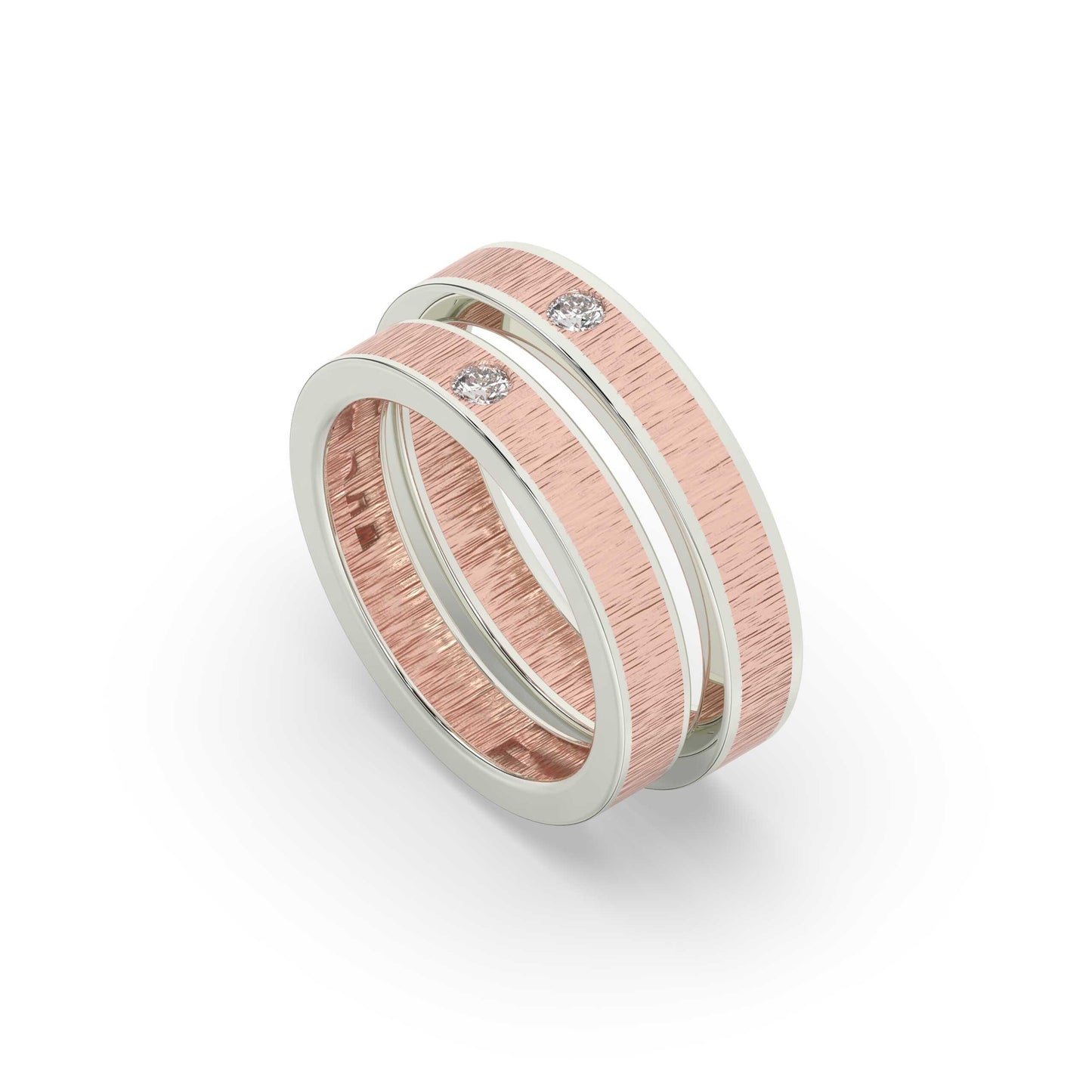 Gold & Silver Diamond Couple Bands