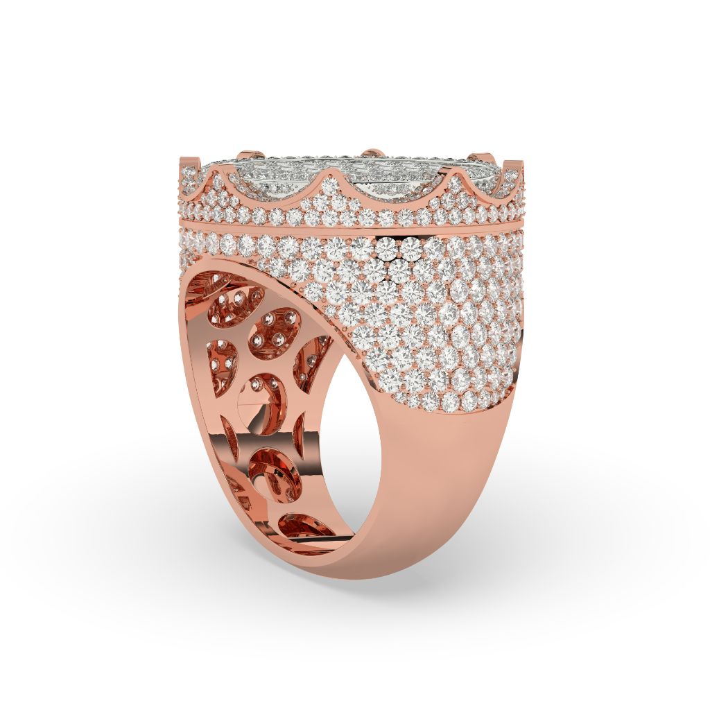 Crown Top Round Diamond Ring