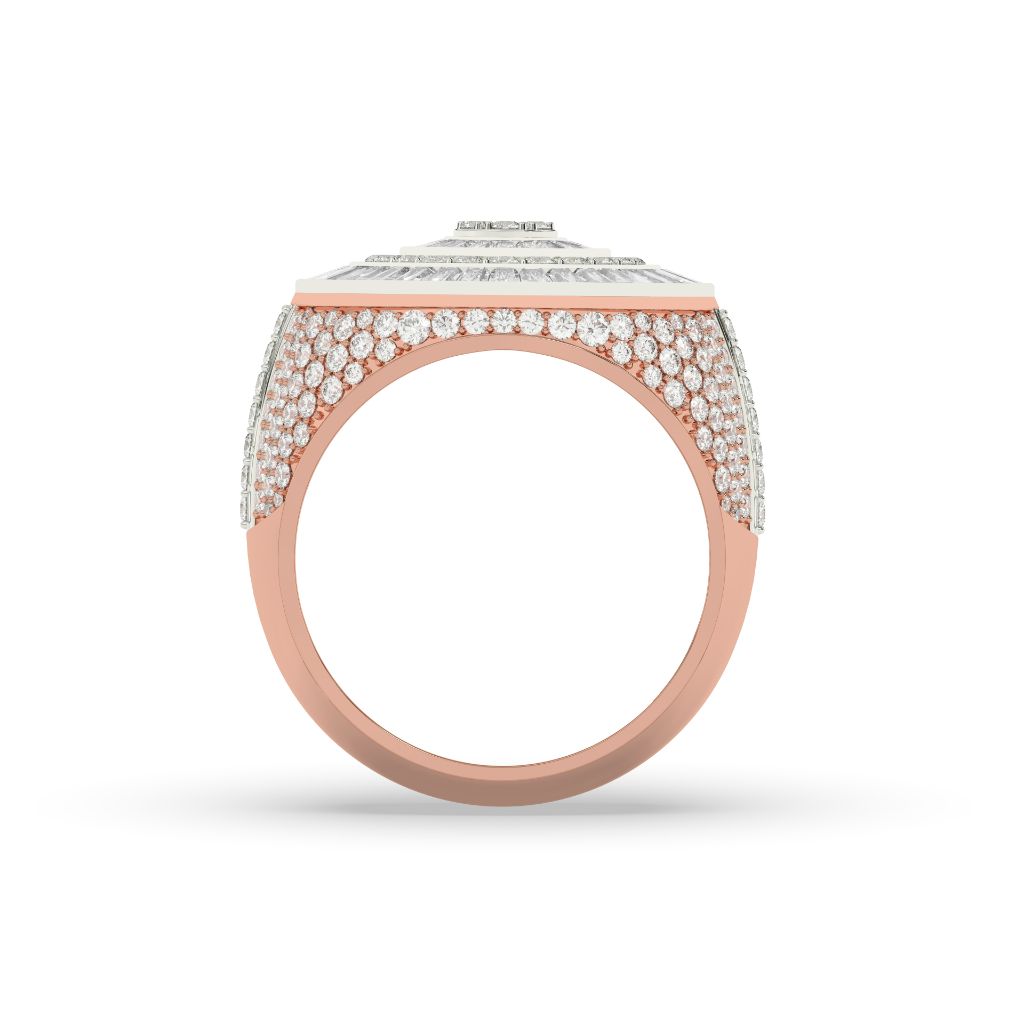 Diamond Spiral Baguette Circle Ring