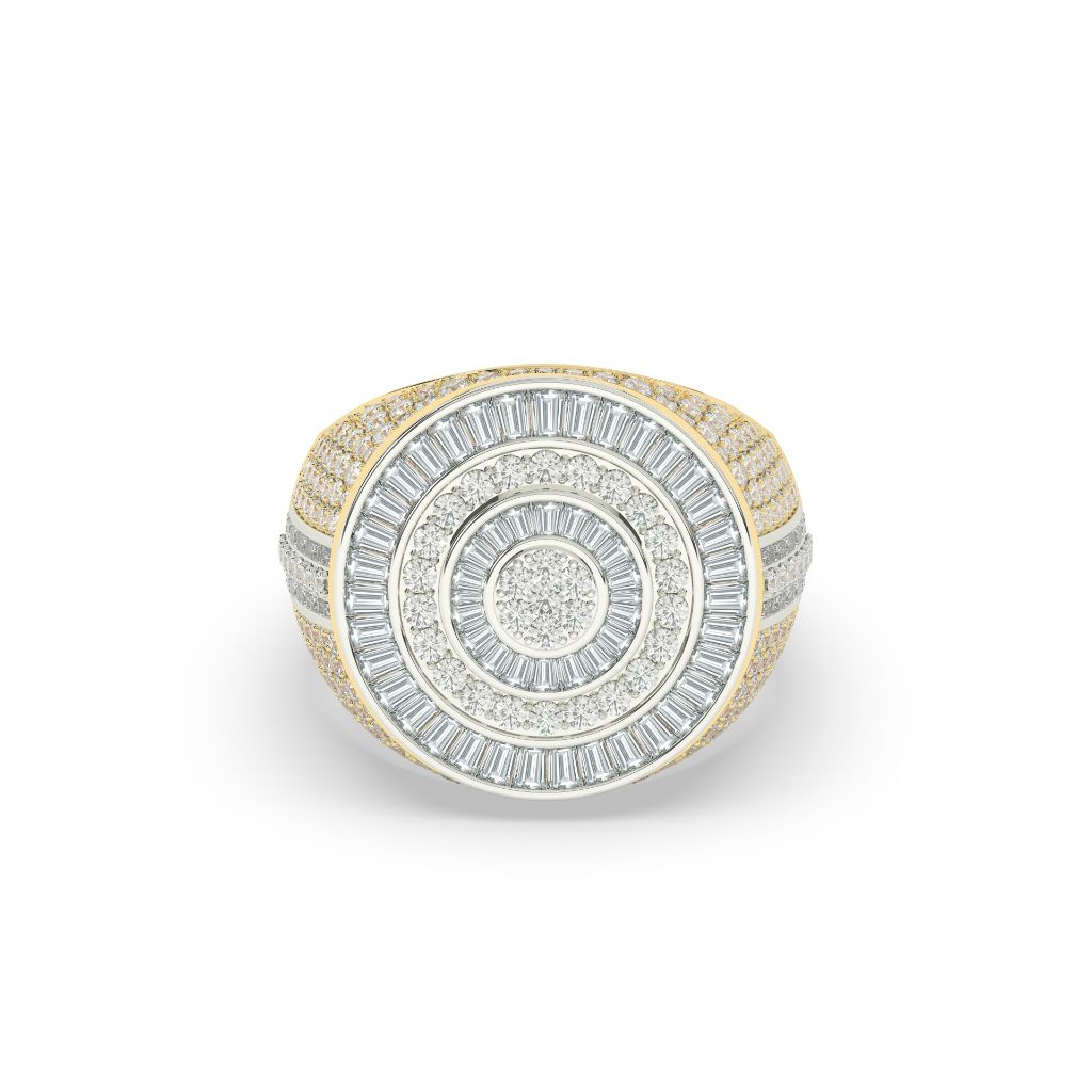 Diamond Spiral Baguette Circle Ring