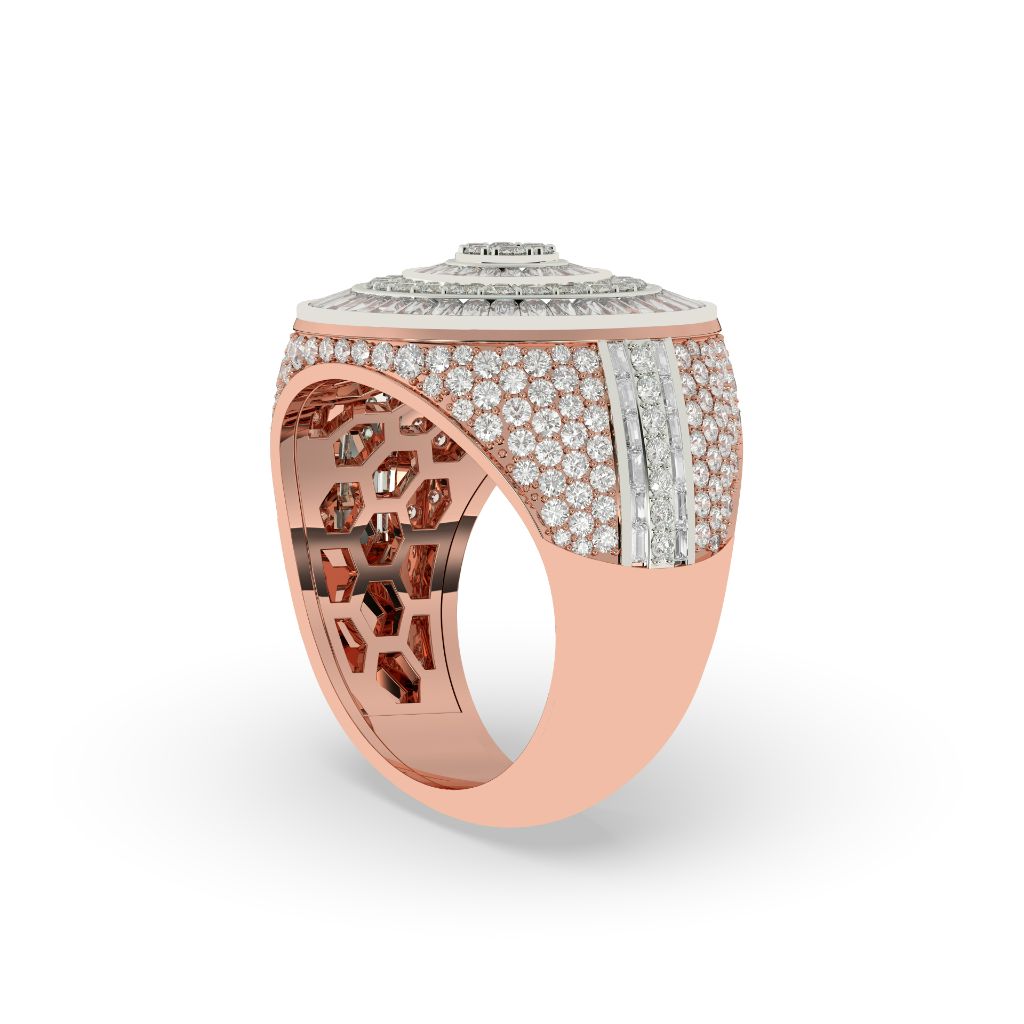 Diamond Spiral Baguette Circle Ring