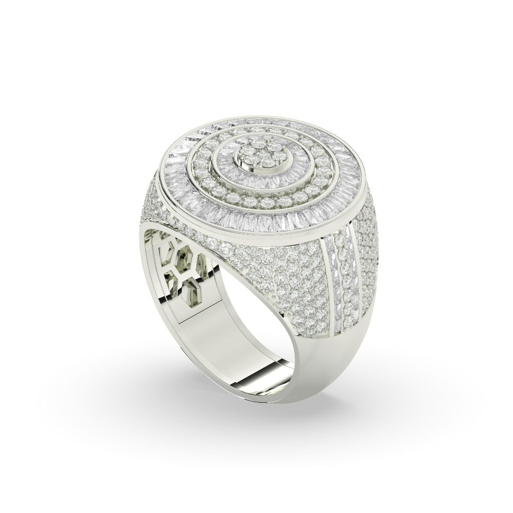 Diamond Spiral Baguette Circle Ring