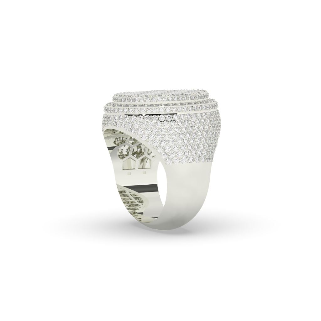 Golden Grid Oval Diamond Ring