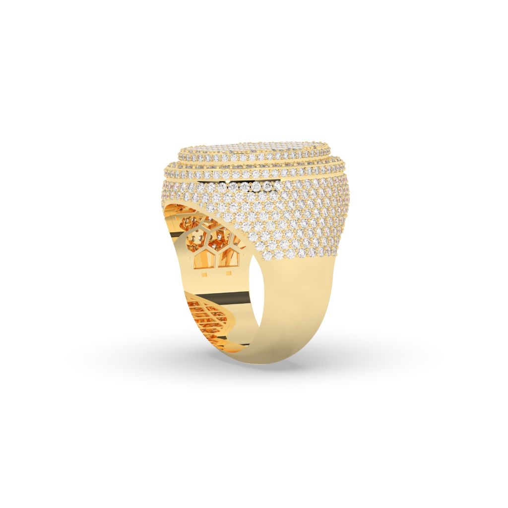 Golden Grid Oval Diamond Ring