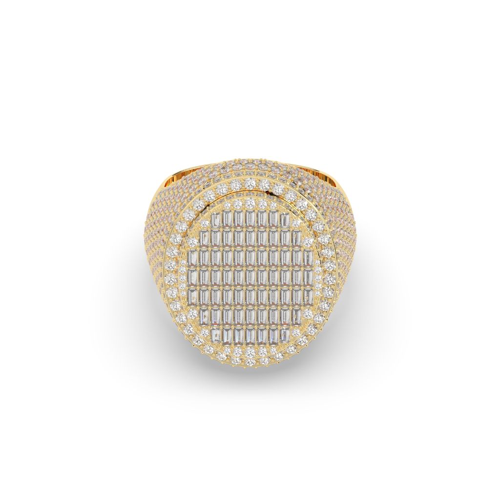 Golden Grid Oval Diamond Ring