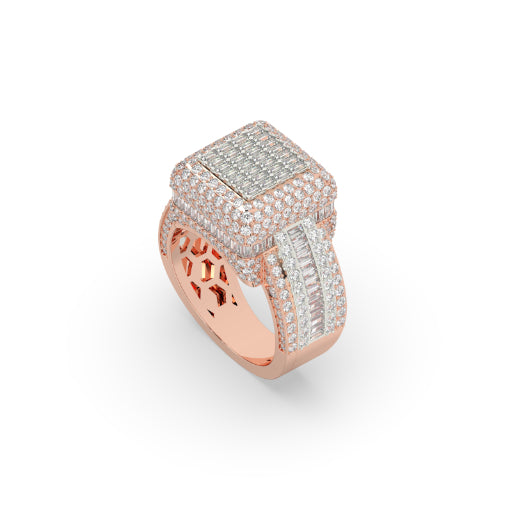 Baguette Cluster Square Gold Ring