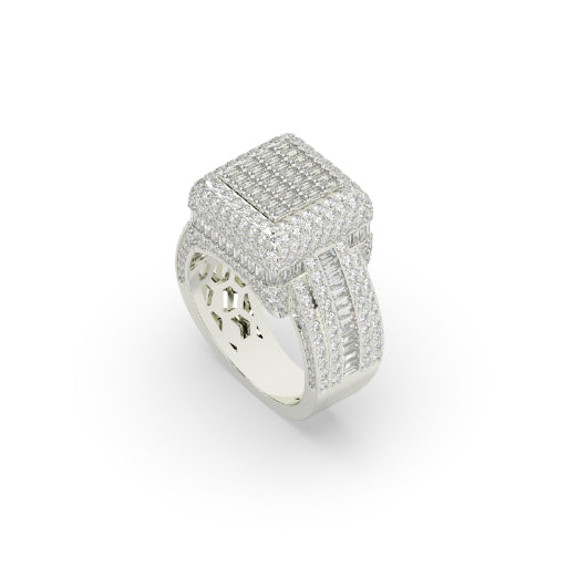 Baguette Cluster Square Gold Ring
